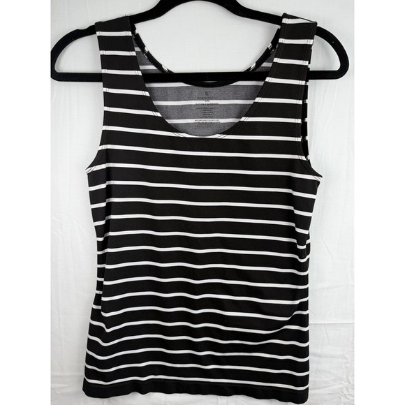Worthington Tops - Worthington Seamless Tank Top Womens L/XL Black White Striped Scoop Neck